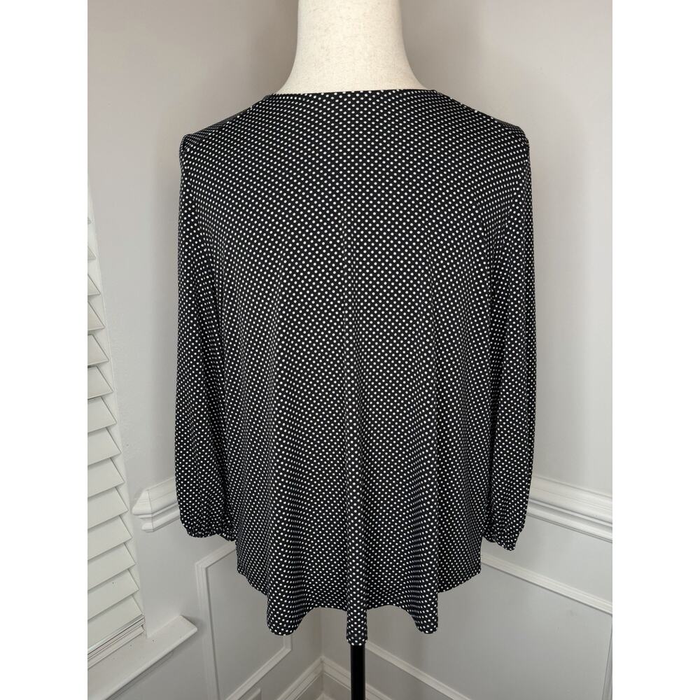 Adrianna Papel Women’s Blouse Size XL Long Sleeve Black With White Polka Dots